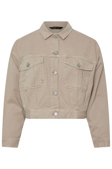 Yours Curve Brown Cropped Denim Jacket