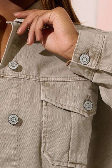 Yours Curve Brown Cropped Denim Jacket