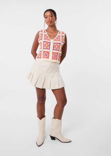 Pink Vanilla Multi Patchwork Crochet Waistcoat