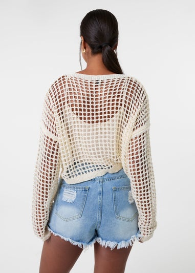 Pink Vanilla Stone Sequin Crochet Jumper
