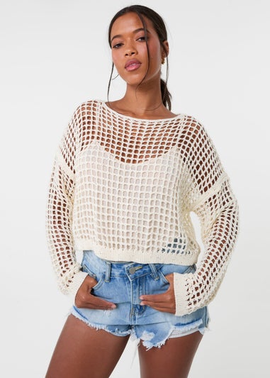 Pink Vanilla Stone Sequin Crochet Jumper