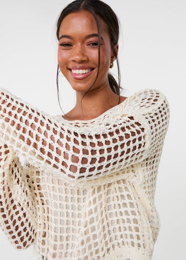 Pink Vanilla Stone Sequin Crochet Jumper