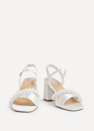 Linzi Devotion Wide Fit Ivory Satin Block Heel