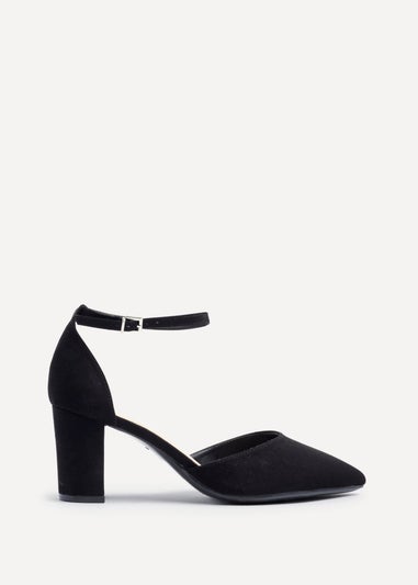 Linzi Davina Wide Fit Black Faux Suede Court Heel