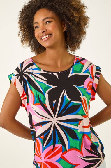 Roman Pink Floral Print Shell Top