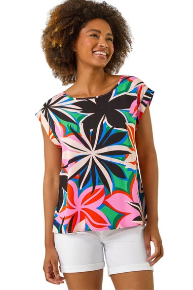 Roman Pink Floral Print Shell Top