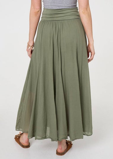 Izabel London Khaki 2 In 1 Stretchy A-Line Maxi Skirt Dress