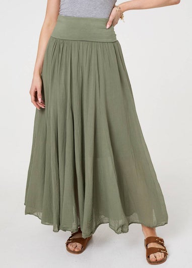 Izabel London Khaki 2 In 1 Stretchy A-Line Maxi Skirt Dress