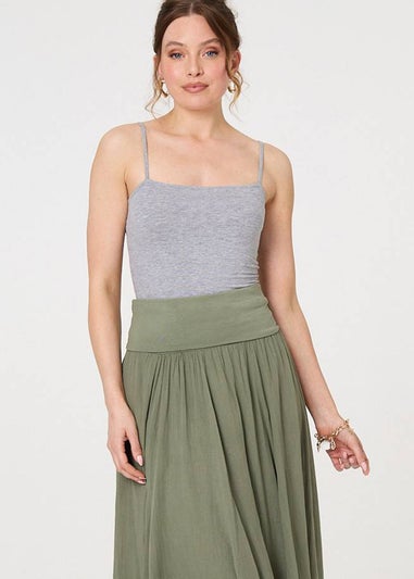 Izabel London Khaki 2 In 1 Stretchy A-Line Maxi Skirt Dress