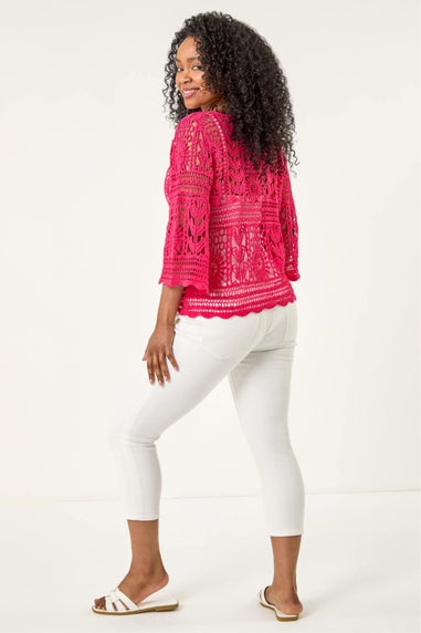 Roman Cerise Petite Cotton Crotchet Tunic Top