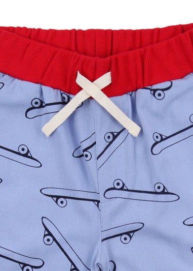Lilly & Sid Blue Skateboard Print Shorts (24 Months- 8 Years)