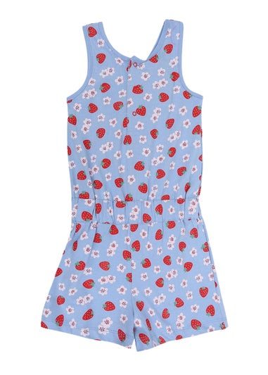 Lilly & Sid Blue Strawberry Print Playsuit (24 Months- 8 Years)