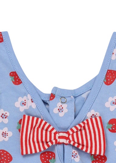 Lilly & Sid Blue Strawberry Print Playsuit (24 Months- 8 Years)