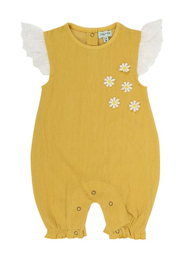 Lilly & Sid Yellow Floral Applique Romper (0- 24 Months)