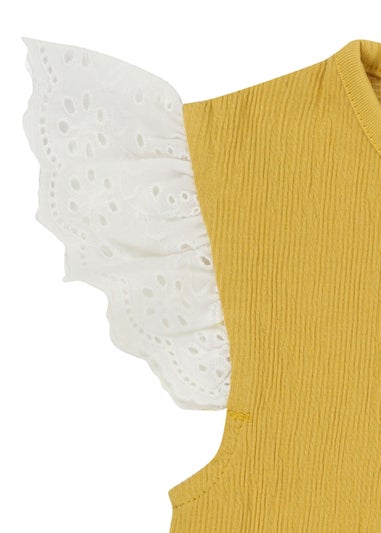 Lilly & Sid Yellow Floral Applique Romper (0- 24 Months)