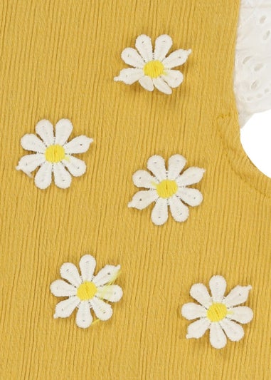 Lilly & Sid Yellow Floral Applique Romper (0- 24 Months)