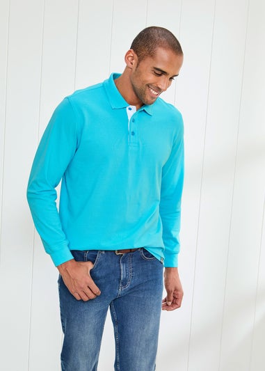 Cotton Traders Fresh Blue Short Sleeve Polo Shirt