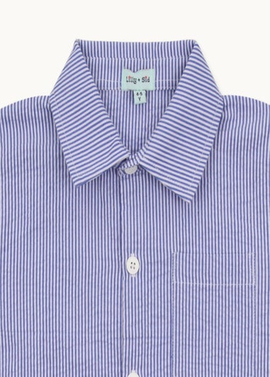 Lilly & Sid Blue Stripe Print Shirt (24 Months- 8 Years)