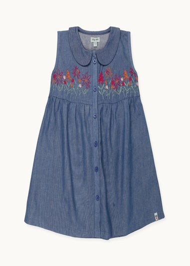 Lilly & Sid Blue Floral Embroidered Dress (0-8 Years)