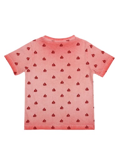Lilly & Sid Red Boat Print T-Shirt (24 Months- 8 Years)