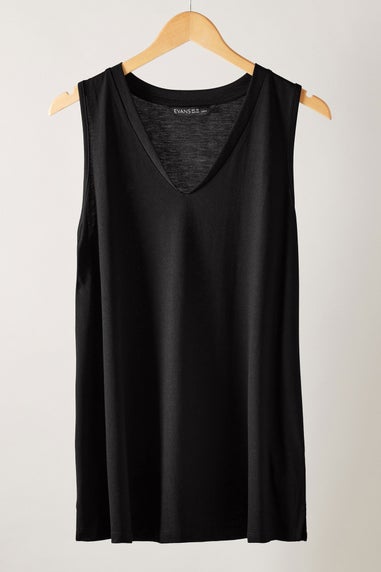 Evans Curve Black Modal Rich Vest Top