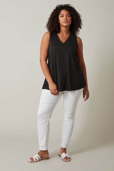 Evans Curve Black Modal Rich Vest Top