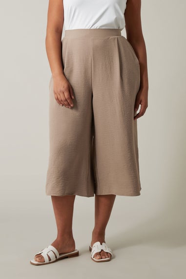 Evans Curve Taupe Brown Cropped Pocket Culottes