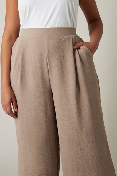 Evans Curve Taupe Brown Cropped Pocket Culottes