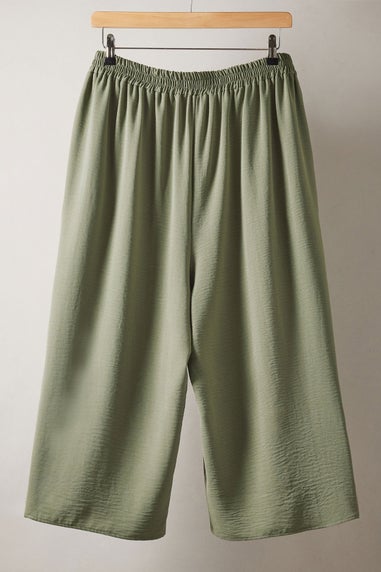 Evans Curve Khaki Green Cropped Pocket Culottes