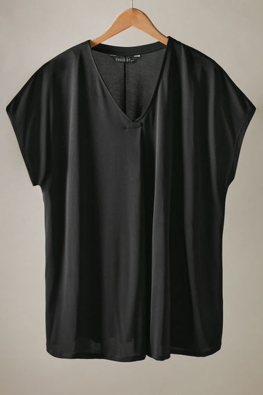 Evans Curve Black Pleat Front Modal Rich Top