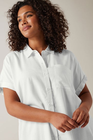 EVANS Curve White Dipped Hem Shirt