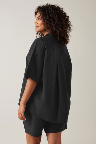 Evans Curve Black Linen Shirt