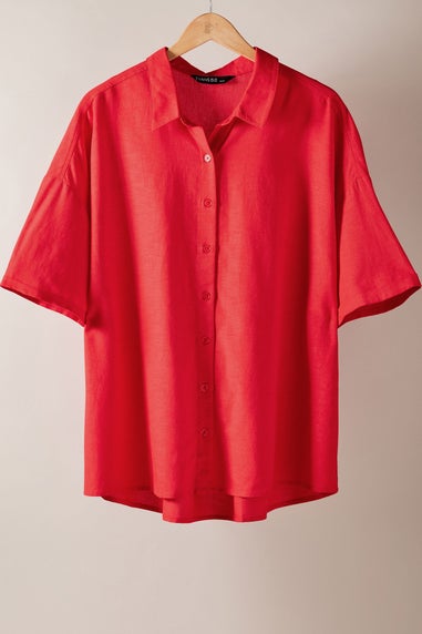 Evans Curve Red Linen Shirt