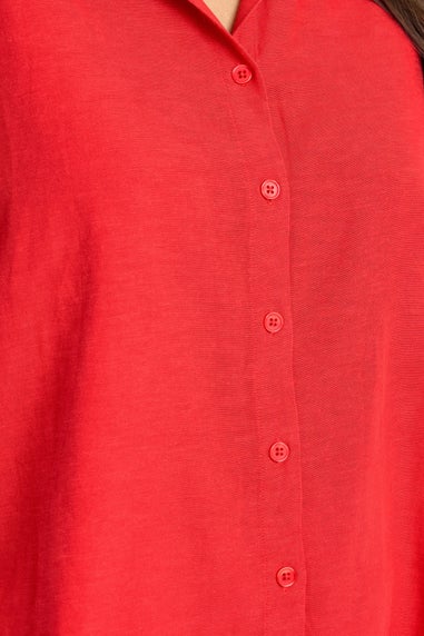 Evans Curve Red Linen Shirt