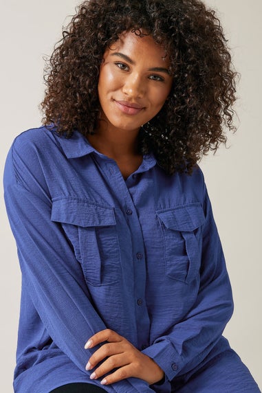 Evans Curve Cobalt Blue Long Sleeve Utility Shirt