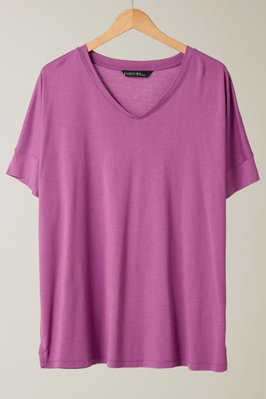 Evans Curve Pink Short Sleeve Modal Rich T-Shirt