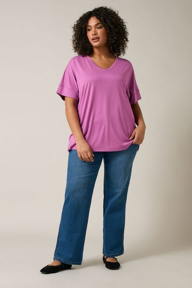 Evans Curve Pink Short Sleeve Modal Rich T-Shirt