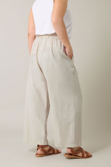 Evans Curve Natural Brown Tailored Linen Trousers