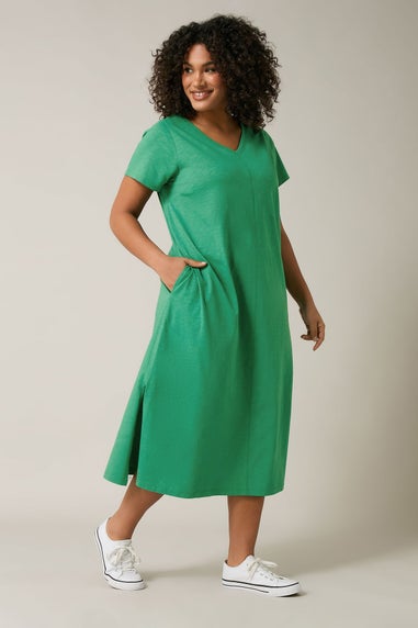 Evans Curve Teal Green Premium Cotton Dress