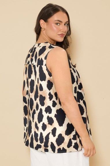 Evans Curve Natural Brown Animal Print Vest