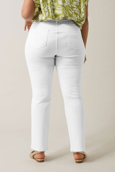 Evans Curve White Denim Straight Leg Jeans