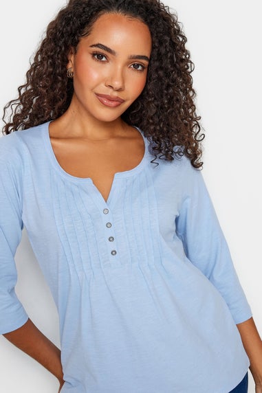 M&Co Light Blue Cotton Henley Top