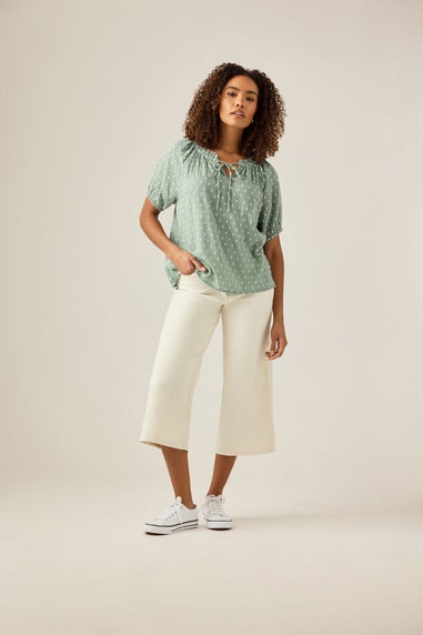 M&Co Cream Wide Leg Cropped Jeans