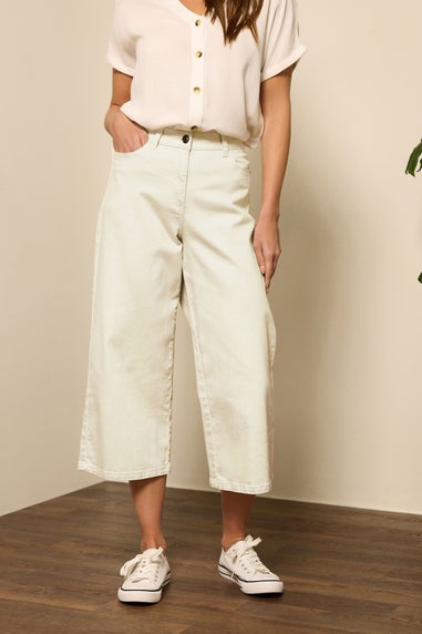 M&Co Cream Wide Leg Cropped Jeans