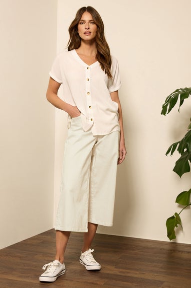 M&Co Cream Wide Leg Cropped Jeans