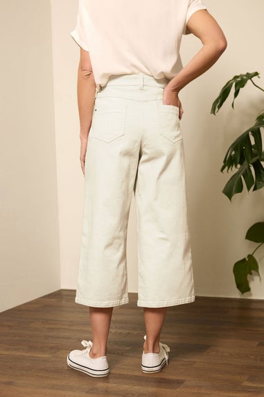 M&Co Cream Wide Leg Cropped Jeans