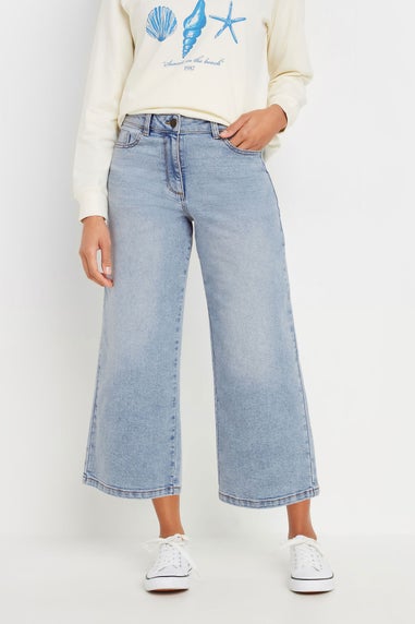 M&Co Blue Light Wash Wide Leg Cropped Jeans