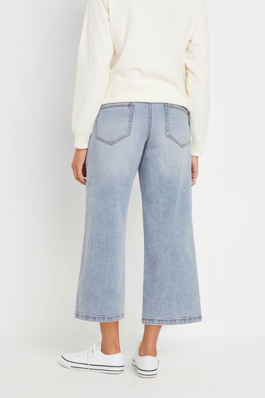 M&Co Blue Light Wash Wide Leg Cropped Jeans