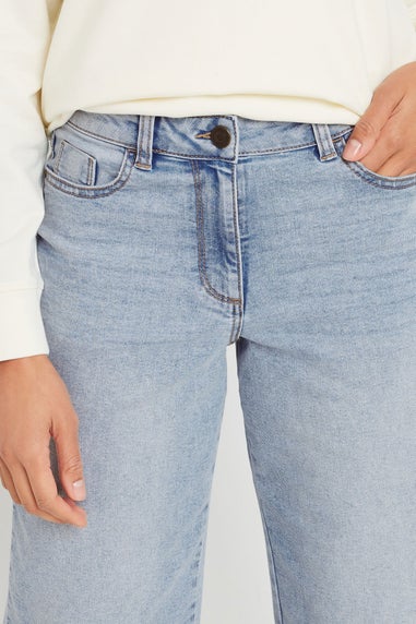 M&Co Blue Light Wash Wide Leg Cropped Jeans