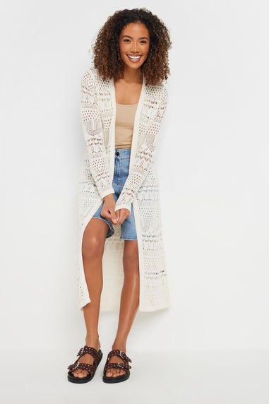 M&Co Cream Longline Crochet Cardigan